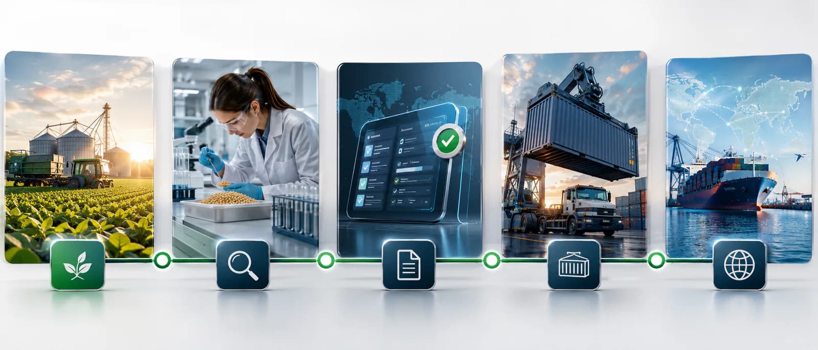 Flujo de control de calidad, documentación y logística de exportación